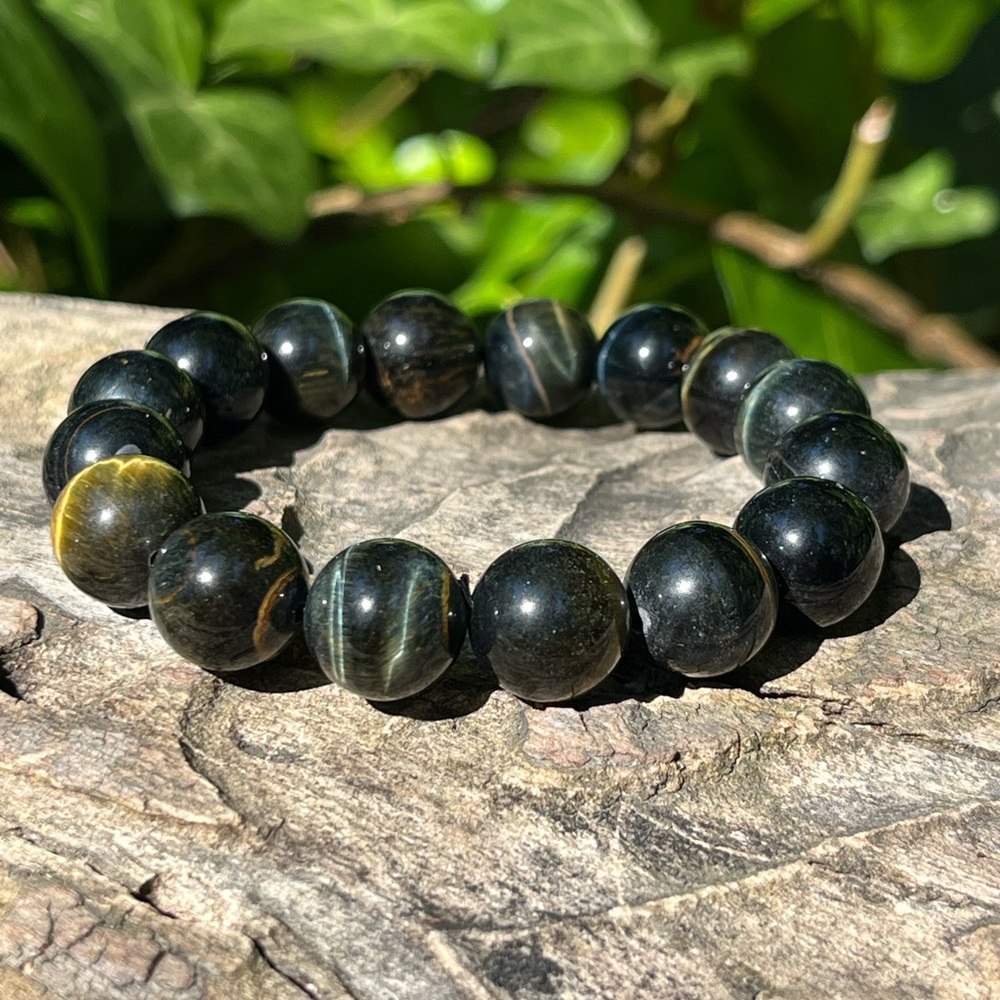 12mm mixed‎ color blue tiger eye bracelet